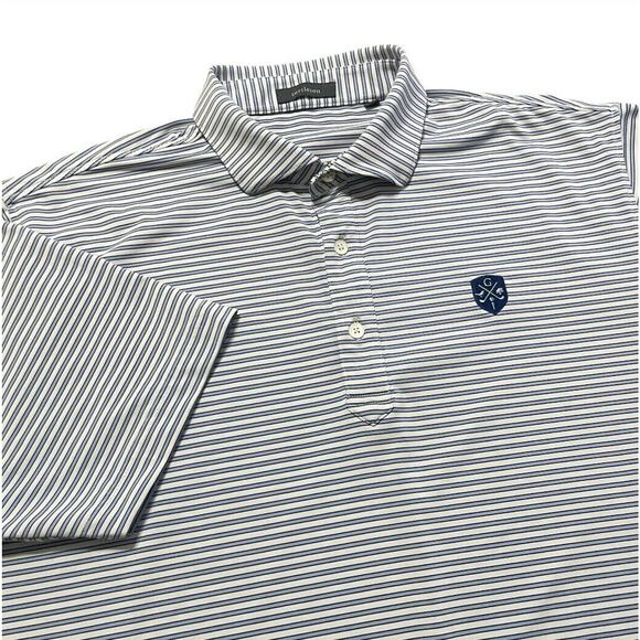 Turtleson Greystone Golf Club Polo Shirt Korea Stripes Blue & White Large Men - Picture 1 of 9